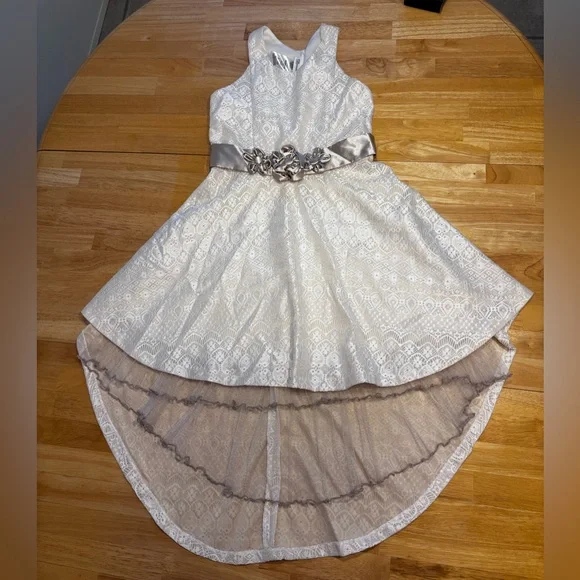 Flower Girl Dress Bonnie Jean Girls sz 12 hi low Easter Pageant Fairy Princess - Picture 1 of 11